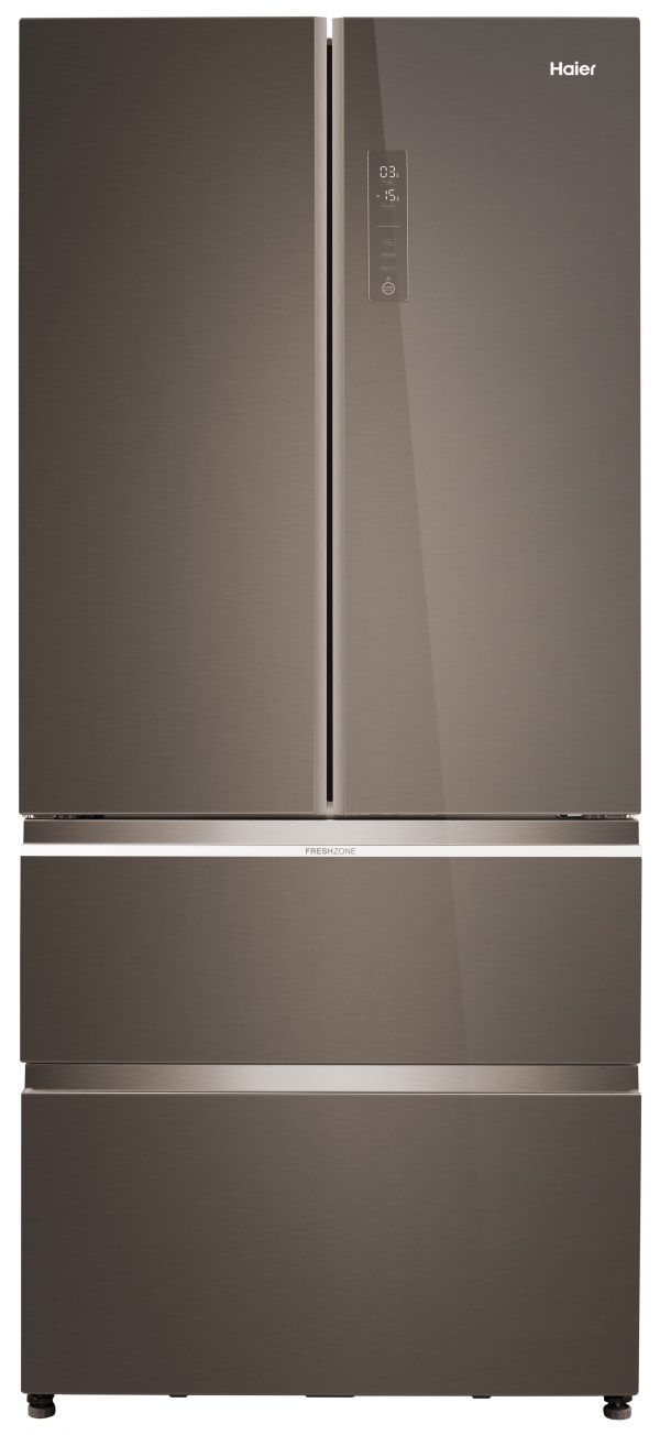 Haier French Door 83cm Wide Freestanding Fridge Freezer – Silver Glass – HB18FGSAAA