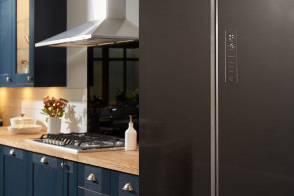 Haier French Door 83cm Wide Freestanding Fridge Freezer – Silver Glass – HB18FGSAAA
