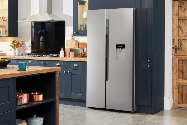 Haier Side By Side 90cm wide Freestanding Fridge Freezer with Water dispenser – Silver – HRF-522IG6