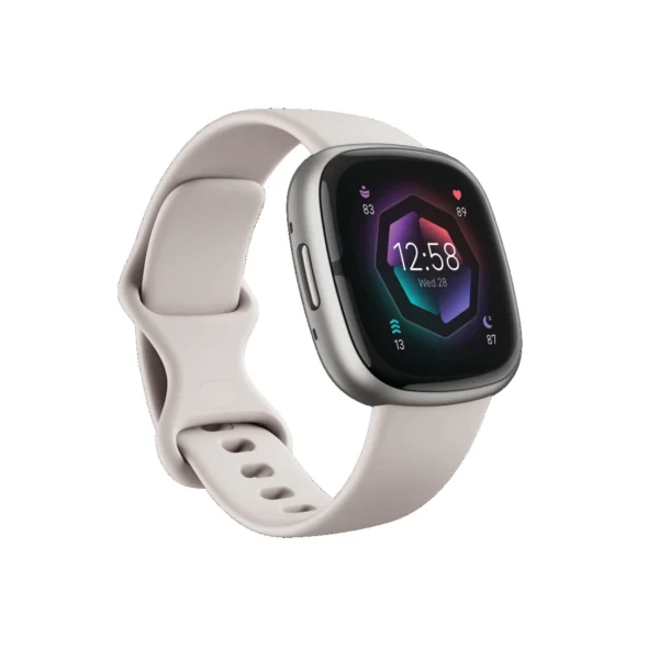 Fitbit Sense 2 Health & Fitness Smart Watch – Lunar White & Platinum | 79-FB521SRWT