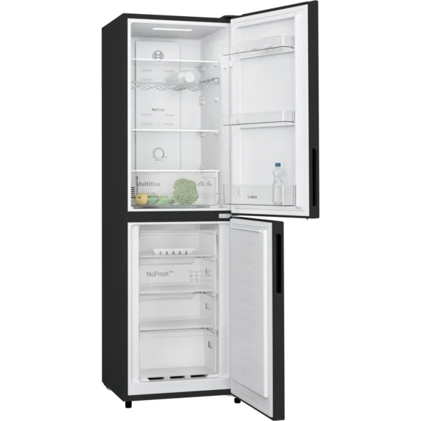 BOSCH Series 2, free-standing fridge-freezer with freezer at bottom, 182.4 x 55 cm, Black KGN27NBEAG