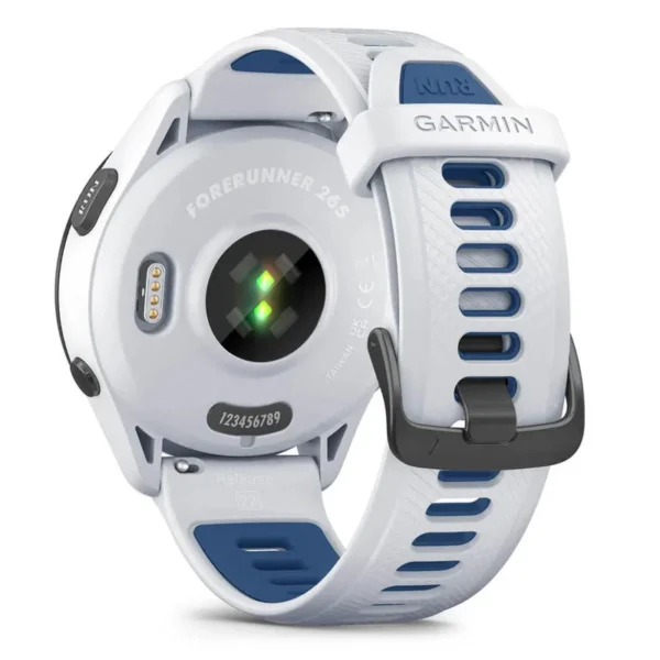 GARMIN Forerunner® 265 Black Bezel with Whitestone Case and Whitestone/Tidal Blue Silicone Band 010-02810-11