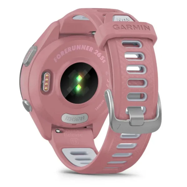 GARMIN Forerunner® 265S Black Bezel with Light Pink Case and Light Pink/Powder Grey Silicone Band 010-02810-15