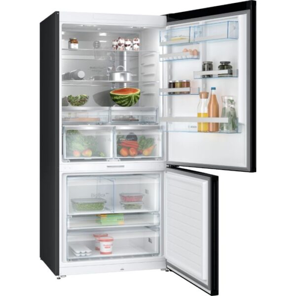 Bosch Series 8 free-standing fridge-freezer with freezer at bottom Brushed black steel anti-fingerprint 186 x 86 cm KGP86AXB0N